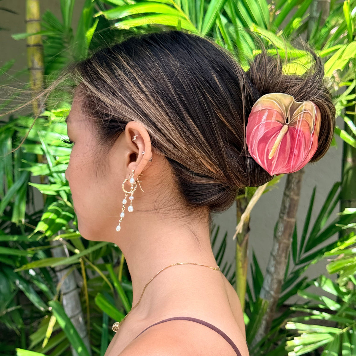 Rainbow Anthurium Watercolor Hair Claw