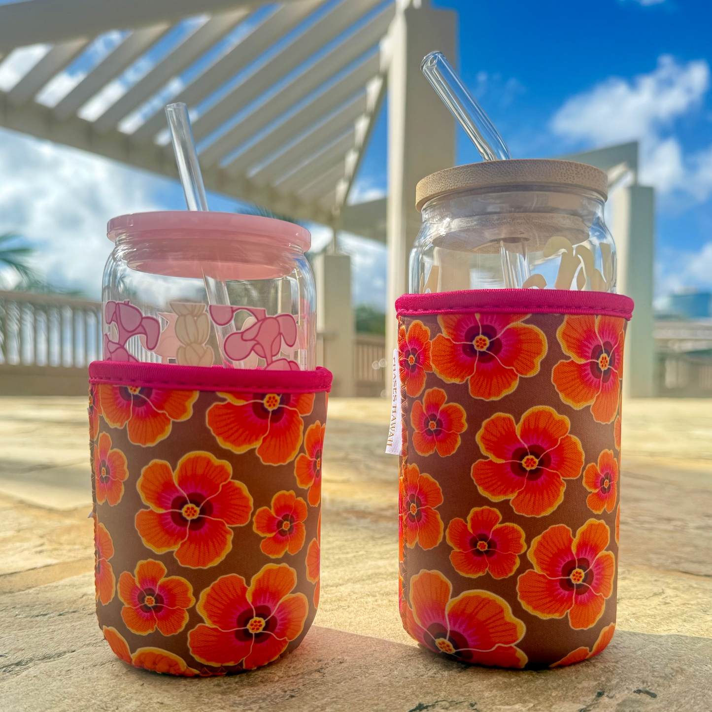 Rainbow Hibiscus Cup Sleeves