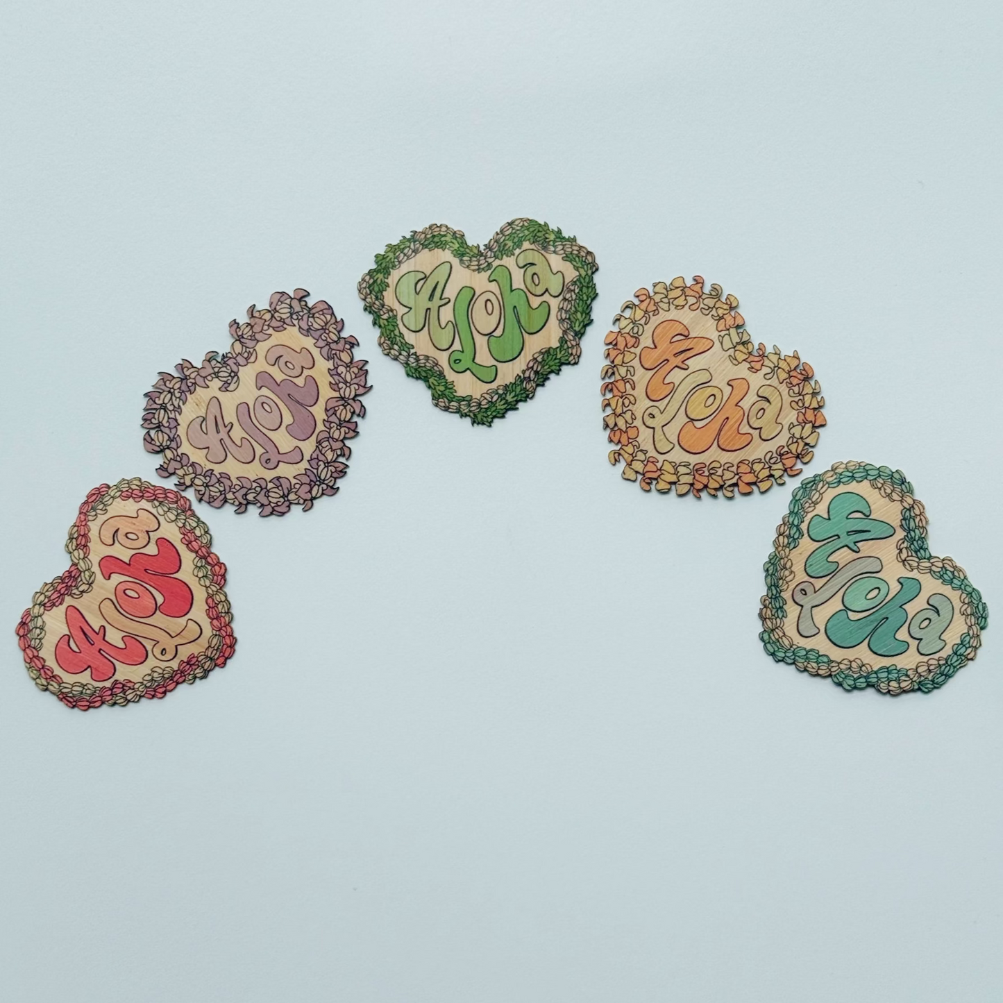 Lei Heart Pink Pikake | Bamboo Wood sticker