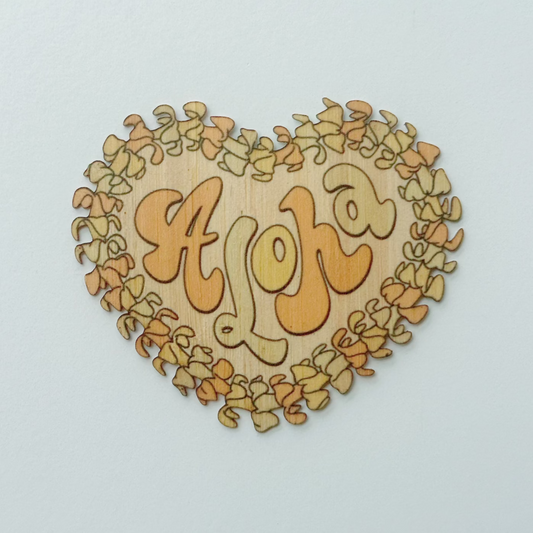 Lei Heart Puakenikeni | Bamboo Wood sticker