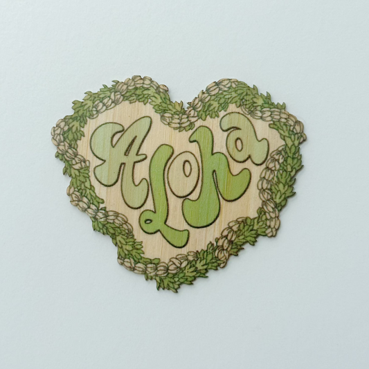 Lei Heart Pakalana | Bamboo Wood sticker
