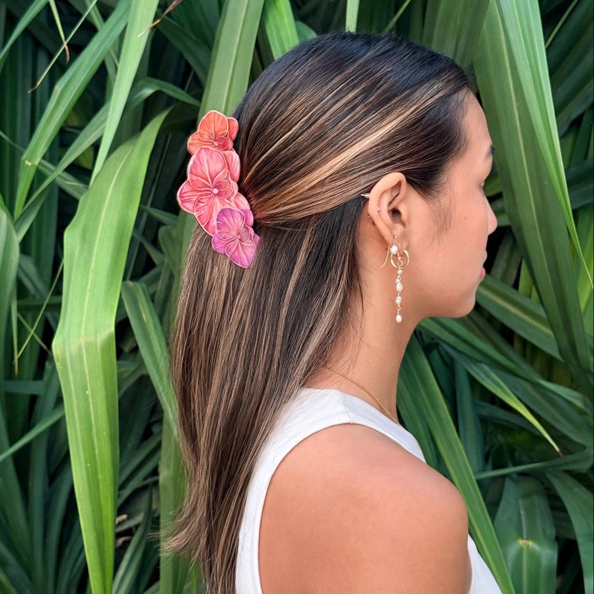 Painted Orchid Triple Hair Claw