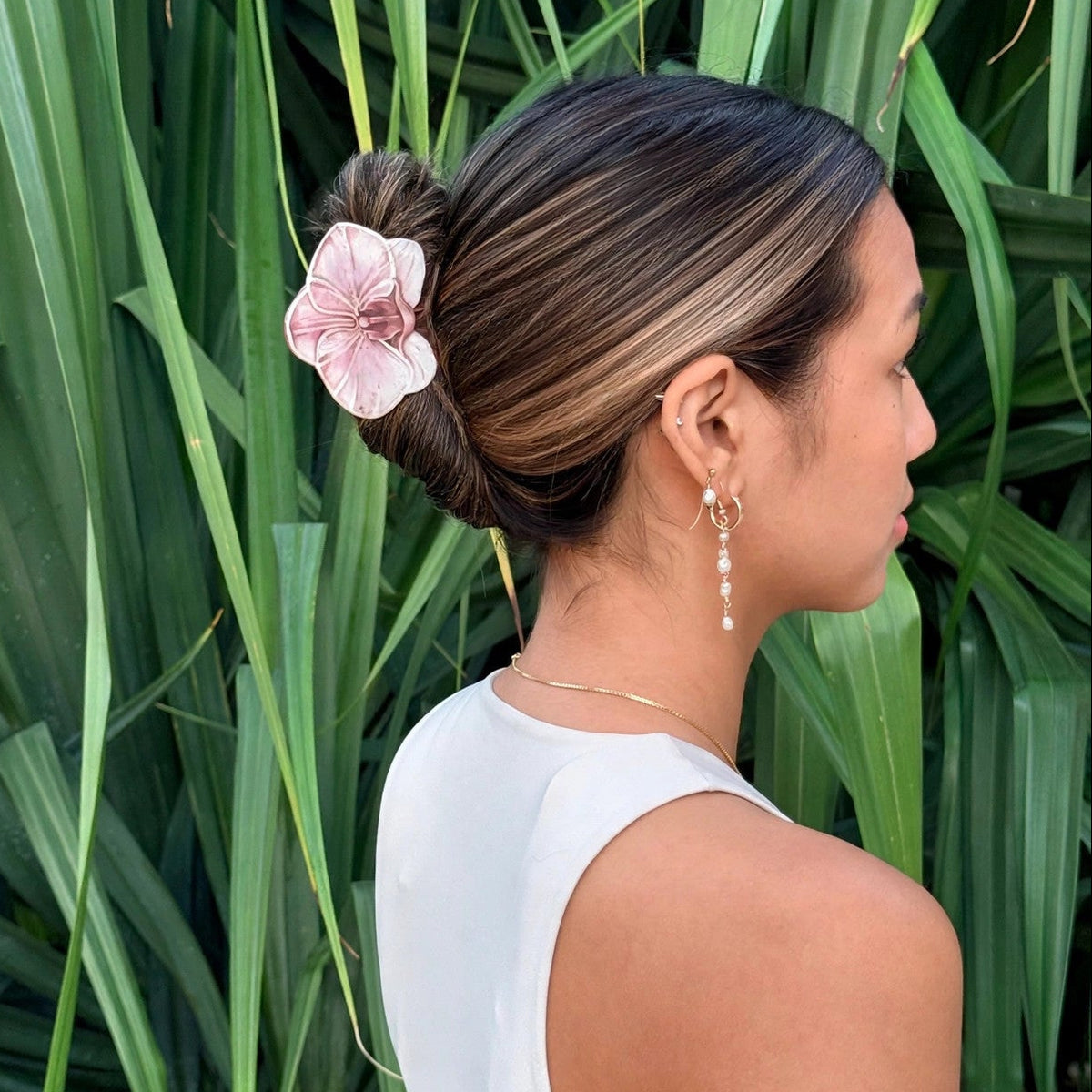 Painted Blush Orchid Hair Claw