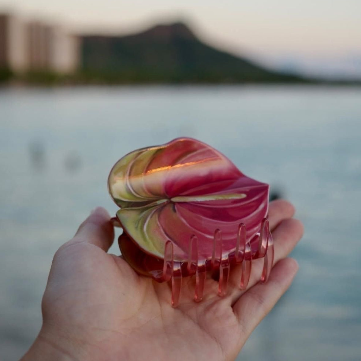 Rainbow Anthurium Watercolor Hair Claw