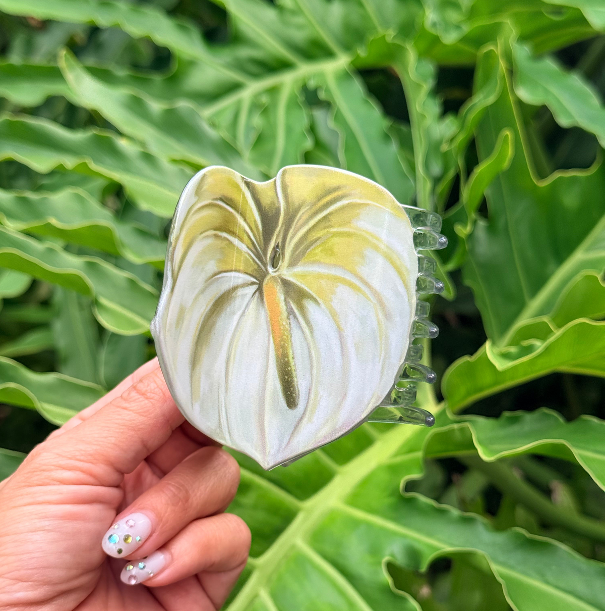 Ivory Anthurium Watercolor Hair Claw