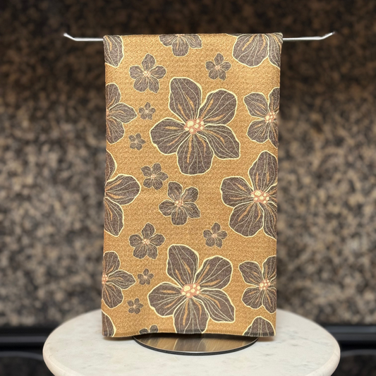 Retro Hibiscus mocha Microfiber Towel | Collab x Reiko