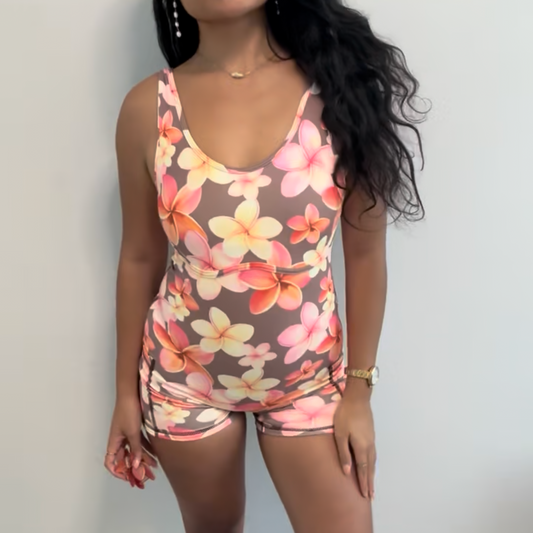 Kyla Romper Plumeria Watercolor
