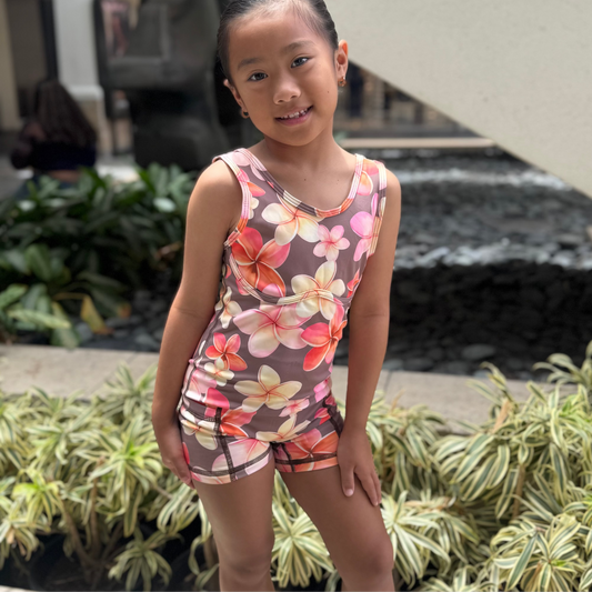 Kyla Romper mini Plumeria Watercolor
