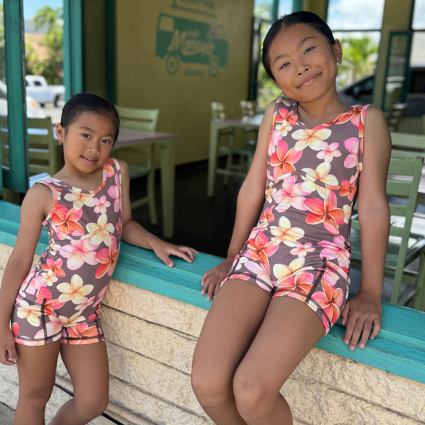 Kyla Romper mini Plumeria Watercolor