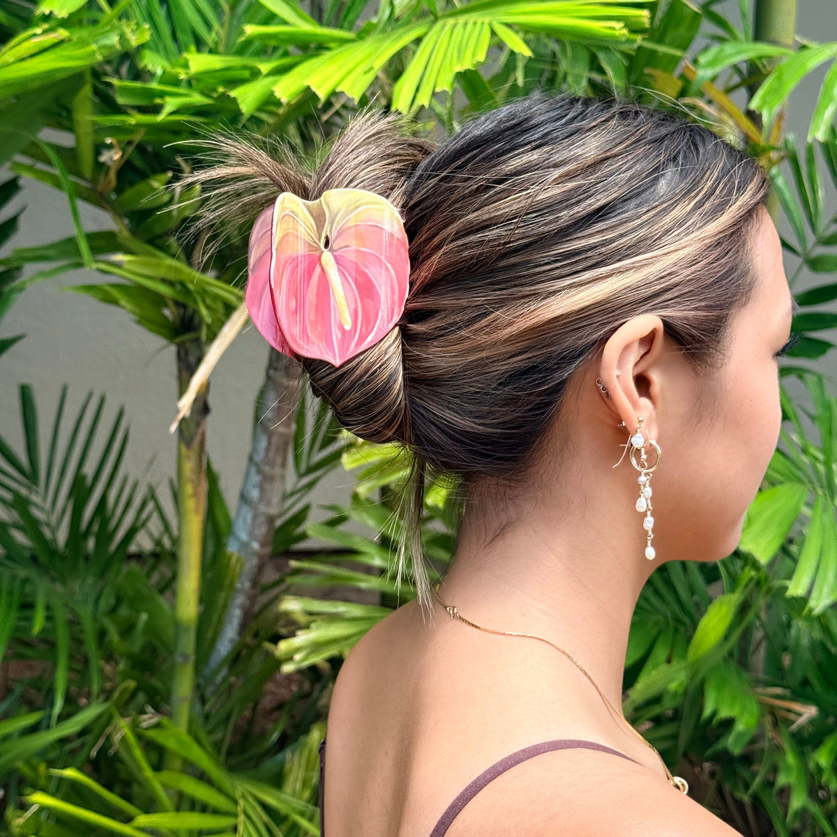 Rainbow Anthurium Watercolor Hair Claw