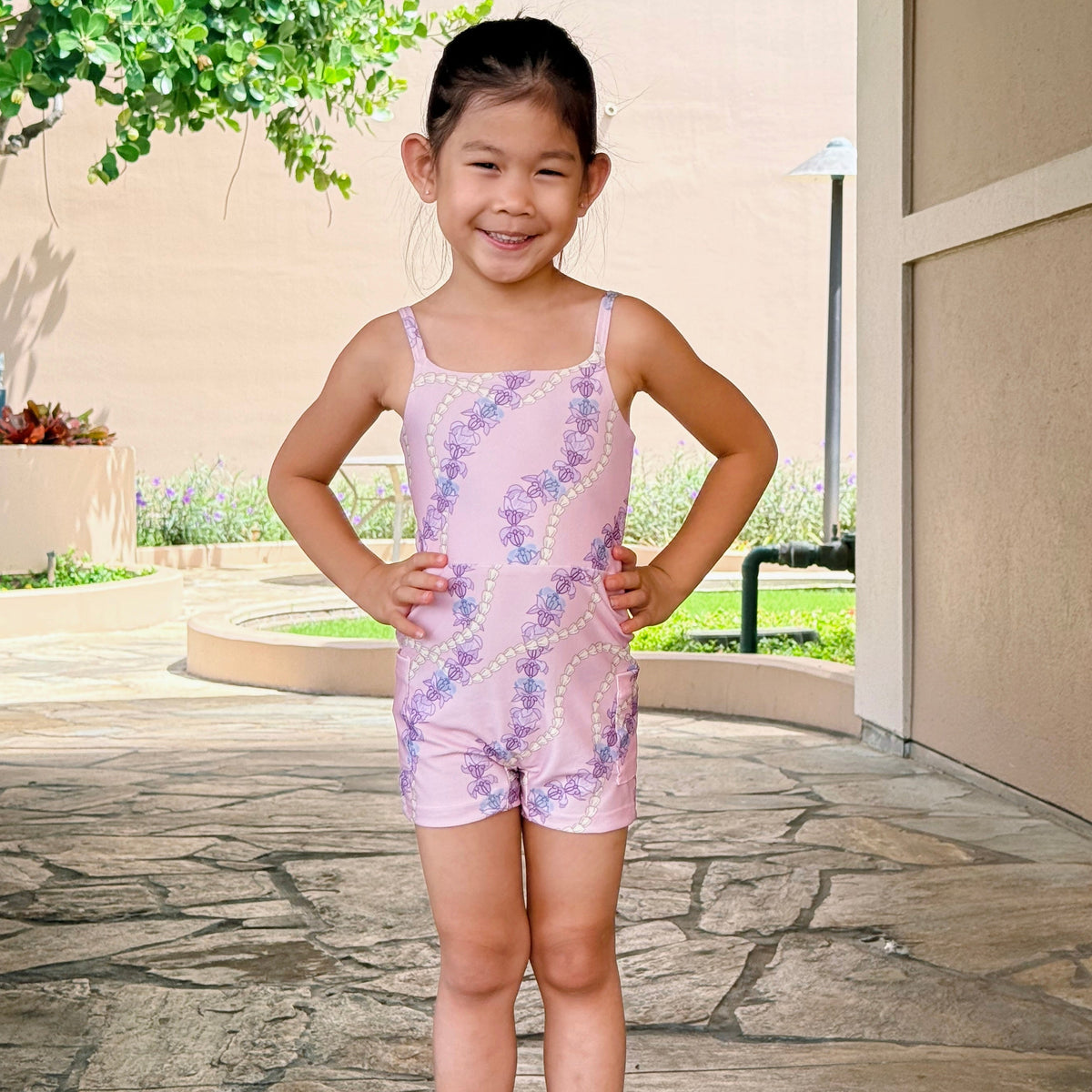 Mini Rey Active Romper | Crown Flower