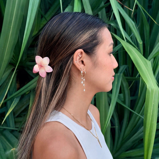 Mini Painted Plumeria Hair Claw