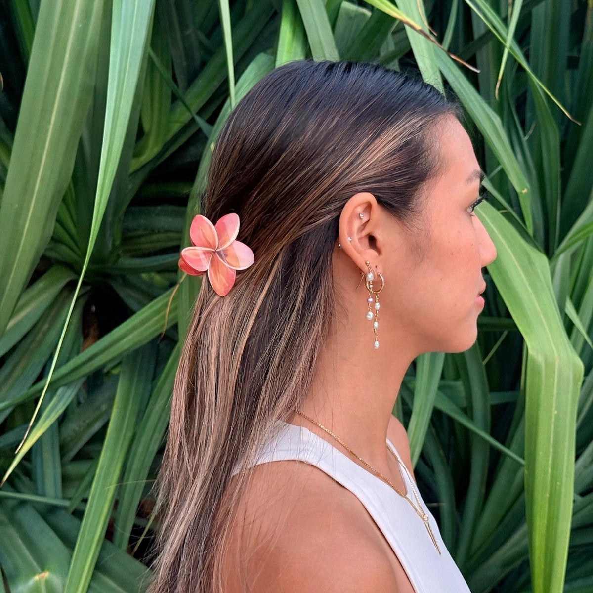 Mini Painted Sunset Plumeria Hair Claw