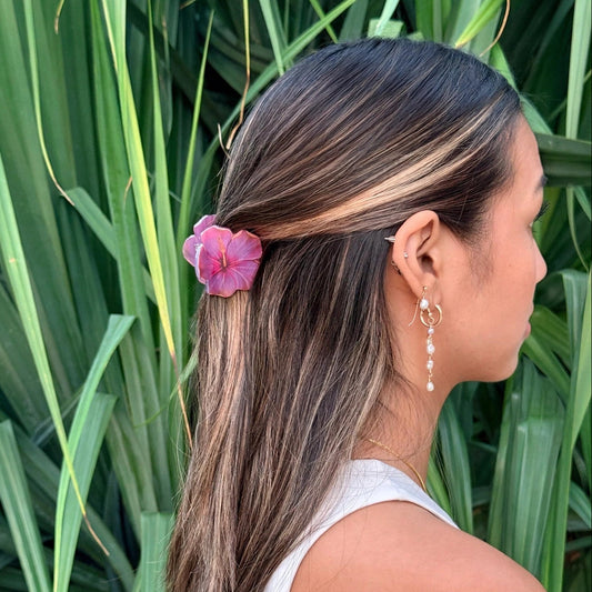 Mini Painted Violet Hibiscus Hair Claw