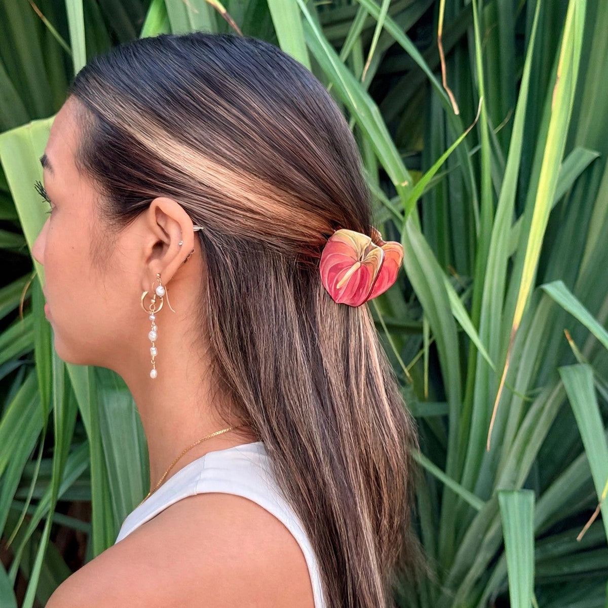 Mini Painted Rainbow Anthurium Hair Claw